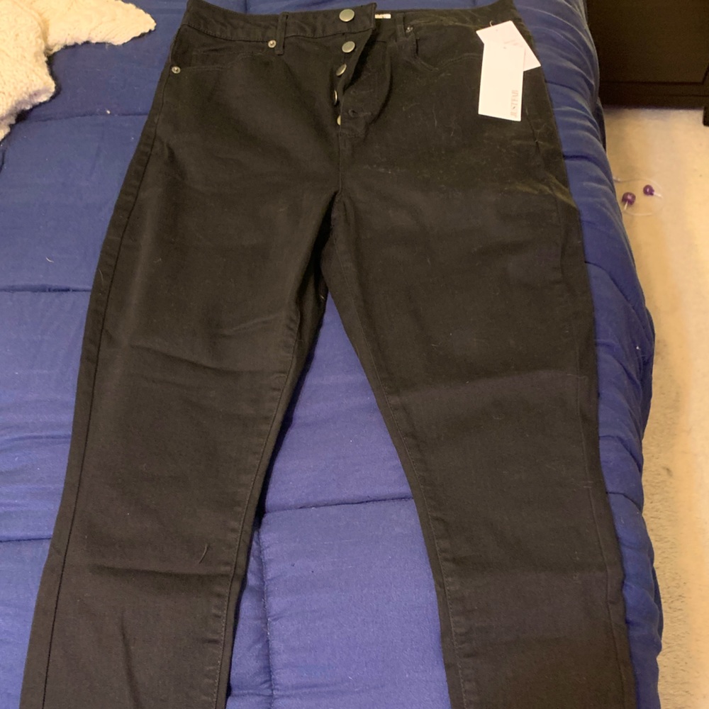 Black straight leg jeans